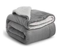 Plaid Couverture Polaire Sherpa Gris 150x200cm Couverture de Lit Réversible Double Face Douce et Chaude Plaid Jeté de Canapé