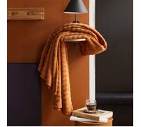 Plaid damier uni MOKA - TODAY - Marron 180x220cm