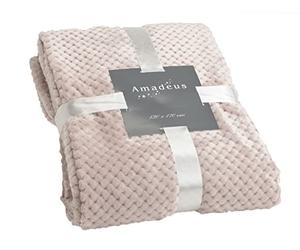 Plaid de couleur vieux rose, 130x170 cm, collection Damier, Amadeus