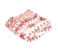 Plaid de Noël motif Scandinave - 130 x 180 cm - Rouge