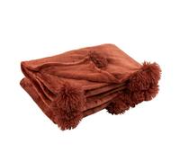 Plaid Déco à Pompons Polyes 130x170cm Marsala
