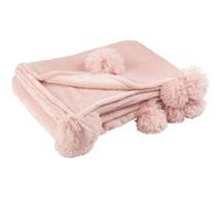 Plaid Déco à Pompons "Polyes" 130x170cm Rose Poudré Rose G