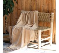 Plaid doux à franges aspect mohair Beige 130x180 cm