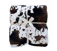 Plaid doux à motif peau de vache avec dos en velours Marron Foncé 130x150 cm