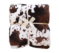 Plaid doux à motif peau de vache avec dos en velours Marron Foncé 150x200 cm