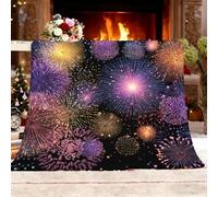 Plaid Doux Moelleux Couverture Feu D'Artifice Moderne Et Coloré Canapé Lit Chaud Plaid Polaire Douillette Flanelle Facile d'entretien Noir Couverture pour Coucher Bureau Toutes Saisons XL 130x150cm