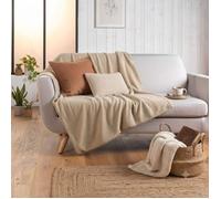 Plaid - EDEN - Wooly - 180x220 cm - recto bouclette / verso polaire - beige
