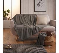 Plaid - EDEN - Wooly - 180x220 cm - Recto bouclette & verso polaire - Gris