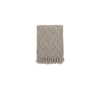 Plaid en coton recy eige, bords frangés, motifs diagonaux, léger - Bloomingville, Ghina - 160x130 cm
