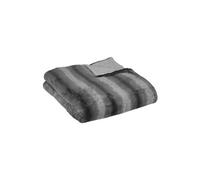 Plaid en fausse fourrure coloris Gris raye - Longueur 180 x Profondeur 1,50 x Hauteur 230 cm--