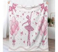 Plaid en Flanelle Canapé, Mode Ballerine Couverture de Voyage 180x220 cm | Douce Légère et Respirante, Rêveur Cœur Nœud Couverture Polaire pour Chambre à Coucher, Salon, Bureau, Blanc