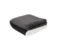 Plaid en flanelle cotelé doublure sherpa 180 x 220 cm gris