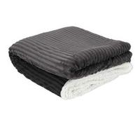 Home Deco Factory - Plaid en flanelle TX9160 côtelée doublure Sherpa 180x220 cm Gris
