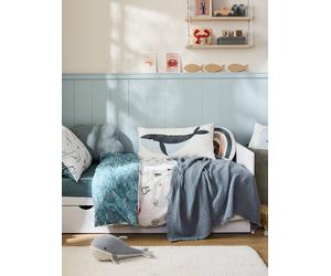 Plaid en gaze de coton bio bleu vert TU