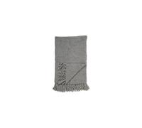 Plaid en laine/polyester gris, franges, uni - Bloomingville, Arthur - 130x170 cm