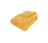 Plaid en microfibre coloris jaune ocre - Longueur 230 x Profondeur 180 x Hauteur 0,6 cm