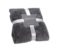 Amadeus Plaid Damier en polyester 170 x 130 cm Gris anthracite