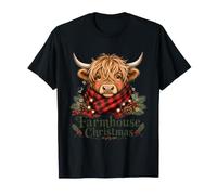 Plaid Farmhouse Christmas Highland Cow Buffalo T-Shirt