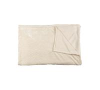 Plaid Flanelle 150x200cm Embossé Motif Feuilles Crème - FLONY -
