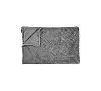 Plaid Flanelle 150x200cm Embossé Motif Feuilles Gris - FLONY -