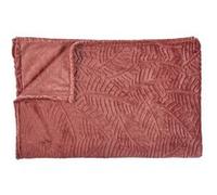 Plaid Flanelle 150x200cm Embossé Motif Feuilles Terracota - FLONY