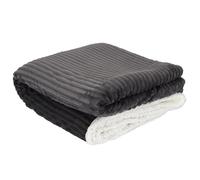 Plaid flanelle côtelé 180x220 cm SHERPA gris