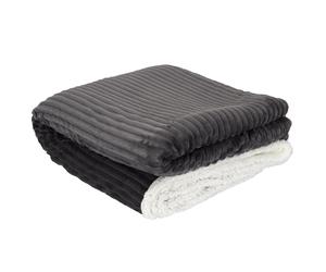 Plaid flanelle côtelé 180x220 cm SHERPA gris