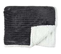 Plaid Flanelle Côtelé 180x220cm Gris Anthracite et Sherpa - COSYHOME - ALTOBUY Gris G