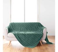Plaid Flanelle en Relief Arya 180x220cm Vert Cèdre