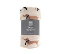 Plaid Flanelle Imprimé Teckel Chien Saucisse 120x150cm