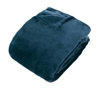 Plaid flanelle Ollis bleu egéen 260x240cm - Atmosphera Créateur d'intérieur