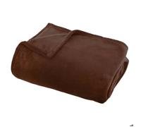 Atmosphera – Plaid en flanelle Ollis Uni 180 x 130 cm Marron Tonka