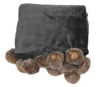 Plaid Flanelle Pompons Snowy 125x150cm Gris