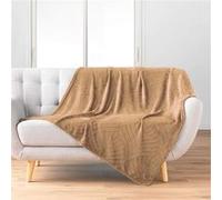 Douceur d'Intérieur Plaid doux Nelia flanelle relief unie 125 x 150 cm Camel