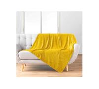 Plaid flanelle relief unie Nelia Jaune 125x150