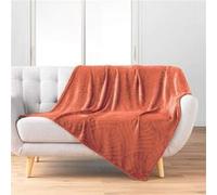 Plaid flanelle relief unie Nelia terracotta 125x150 Orange G