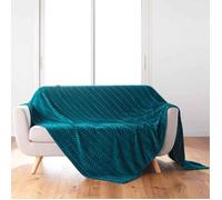 Plaid Flanelle Uni ""Arya"" 180x220cm Bleu