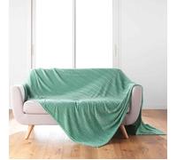 Douceur d'Intérieur Plaid en flanelle uni Arya 180 x 220 cm Sauge