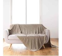 Douceur d'Intérieur Plaid Arya Doux Flanelle relief uni 180 x 220 cm Taupe