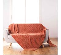 Plaid Flanelle Uni ""Arya"" 180x220cm Terracotta