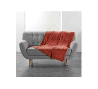 Plaid flanelle unie Flanou terracotta 180x220 cm