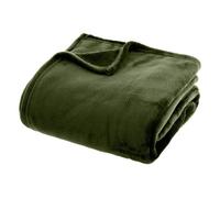 Plaid flanelle vert kaki 180x230cm - Atmosphera Créateur d'intérieur