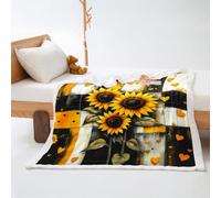 Plaid Géométrie Fleur Coeur Plaid Lit Polaire Flanelle et Laine Agneau Jeté de Canapé Conception Recto Verso Blanket Epais Plaide Soins Faciles Lavable Couverture Été 80x150cm