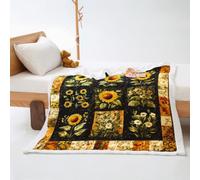 Plaid Géométrie Jaune Plaid Lit Polaire Flanelle et Laine Agneau Jeté de Canapé Conception Recto Verso Blanket Epais Plaide Soins Faciles Lavable Couverture Été 130x150cm
