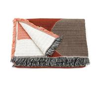 Plaid géométrique en coton - NATURE ET DÉCOUVERTES - 130x170 cm - Marron - Motifs géométriques - Gaze de coton