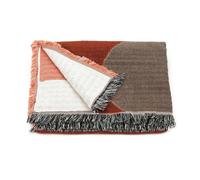 Plaid géométrique en coton - NATURE ET DÉCOUVERTES - 130x170 cm - Marron - Motifs géométriques - Gaze de coton