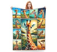 Plaid Girafes Mignonnes, Animaux Sauvages Jeté De Fauteuil pour Camping M | Couverture Flanelle Douillet Jeté De Canapé pour Voyages Voiture Canape