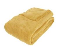 Plaid grand modèle microfibre 180x230 cm ocre Atmosphera Jaune G