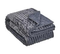 Plaid gris en velours Côtelé Sherpa