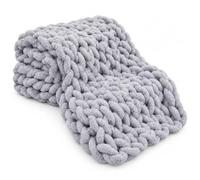 Plaid Grosse Maille Blanc Crème, Couverture en Chenille pour Canapé et Lit | Fil chenille doux et maille épaisse pour décorer un canapé, un lit ou un fauteuil avec une texture chaleureuse